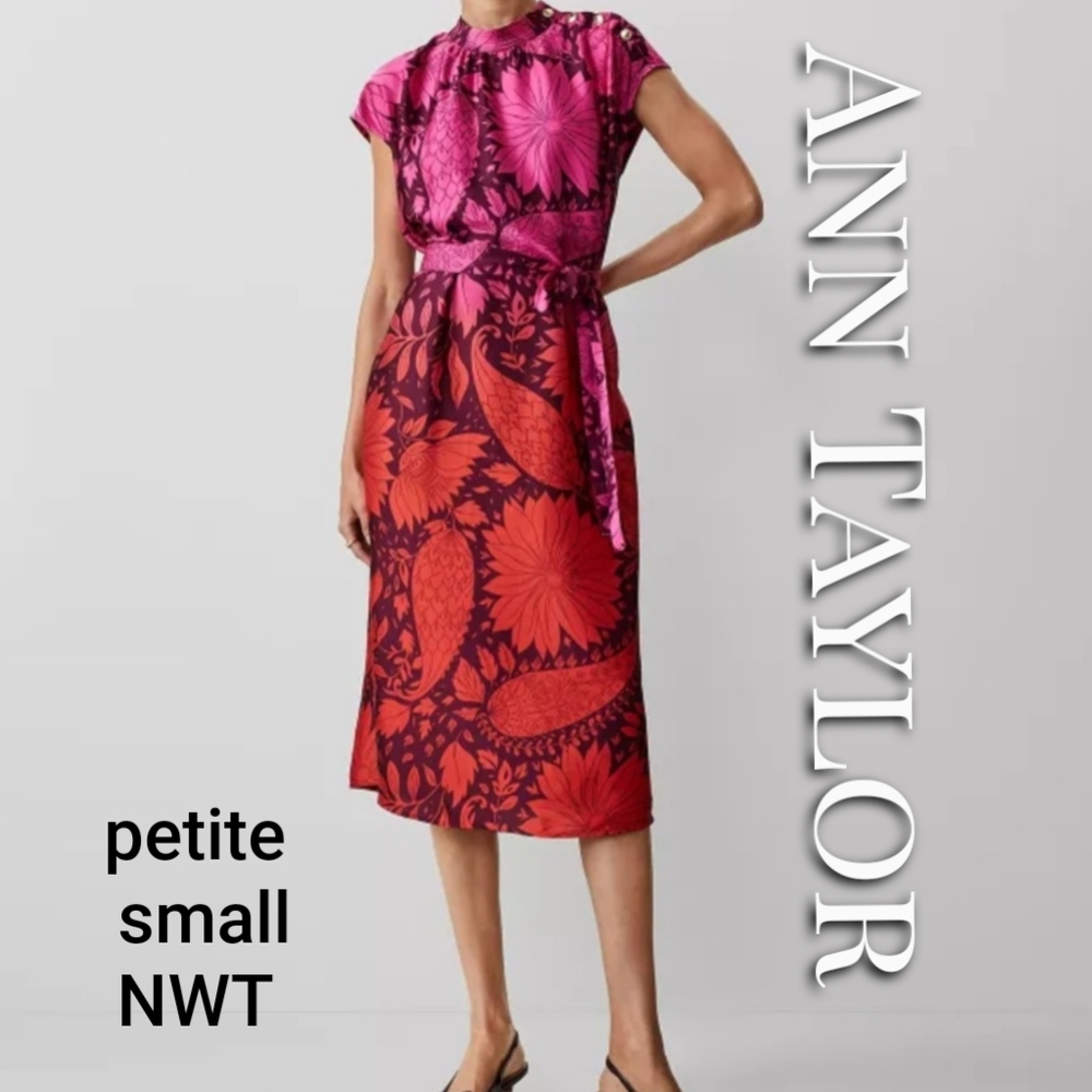 💖 NEW! Ann Taylor Floral Midi Dress VIBRANT